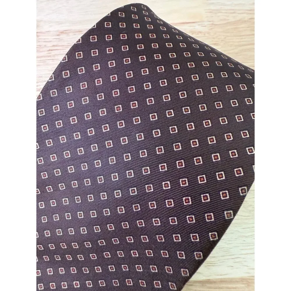 Vintage Kelly 1 Men's Neck Tie Brown Gold Geometric Squares